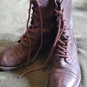 Brown combat boots